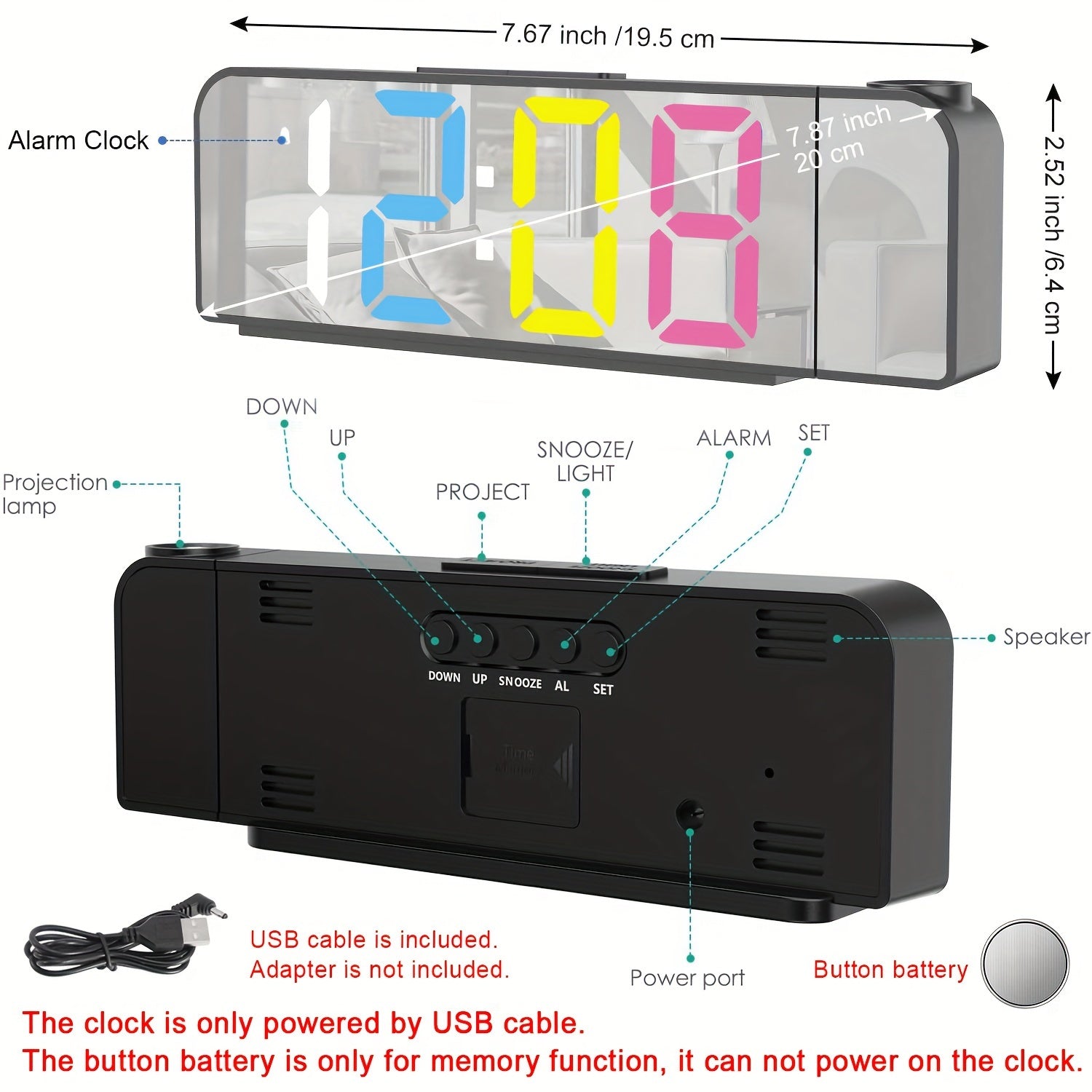 ProjectTime – Stylish Digital LED Alarm Clock with Mirror