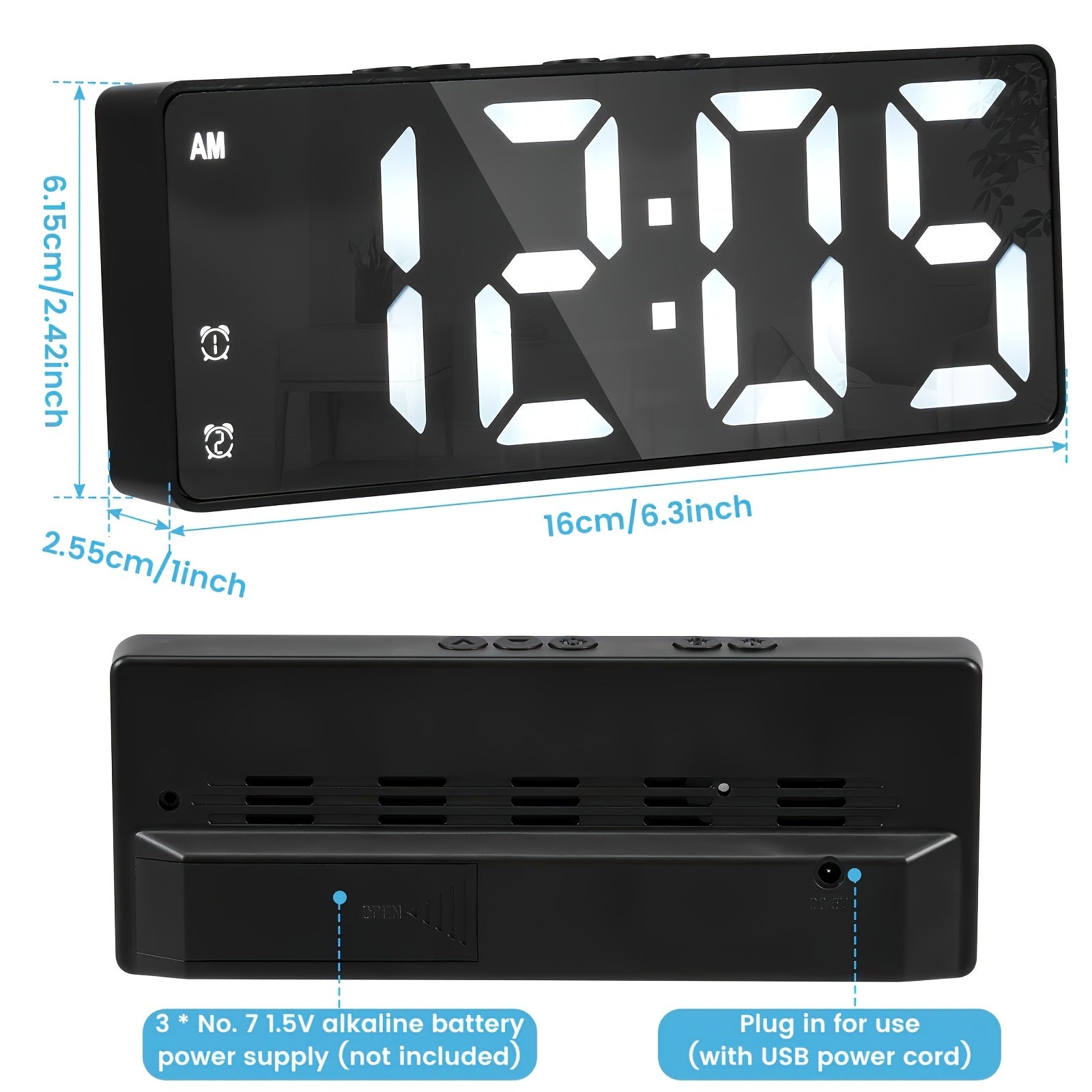 DigiGlow Clock - Modern LED Alarm Clock with Display
