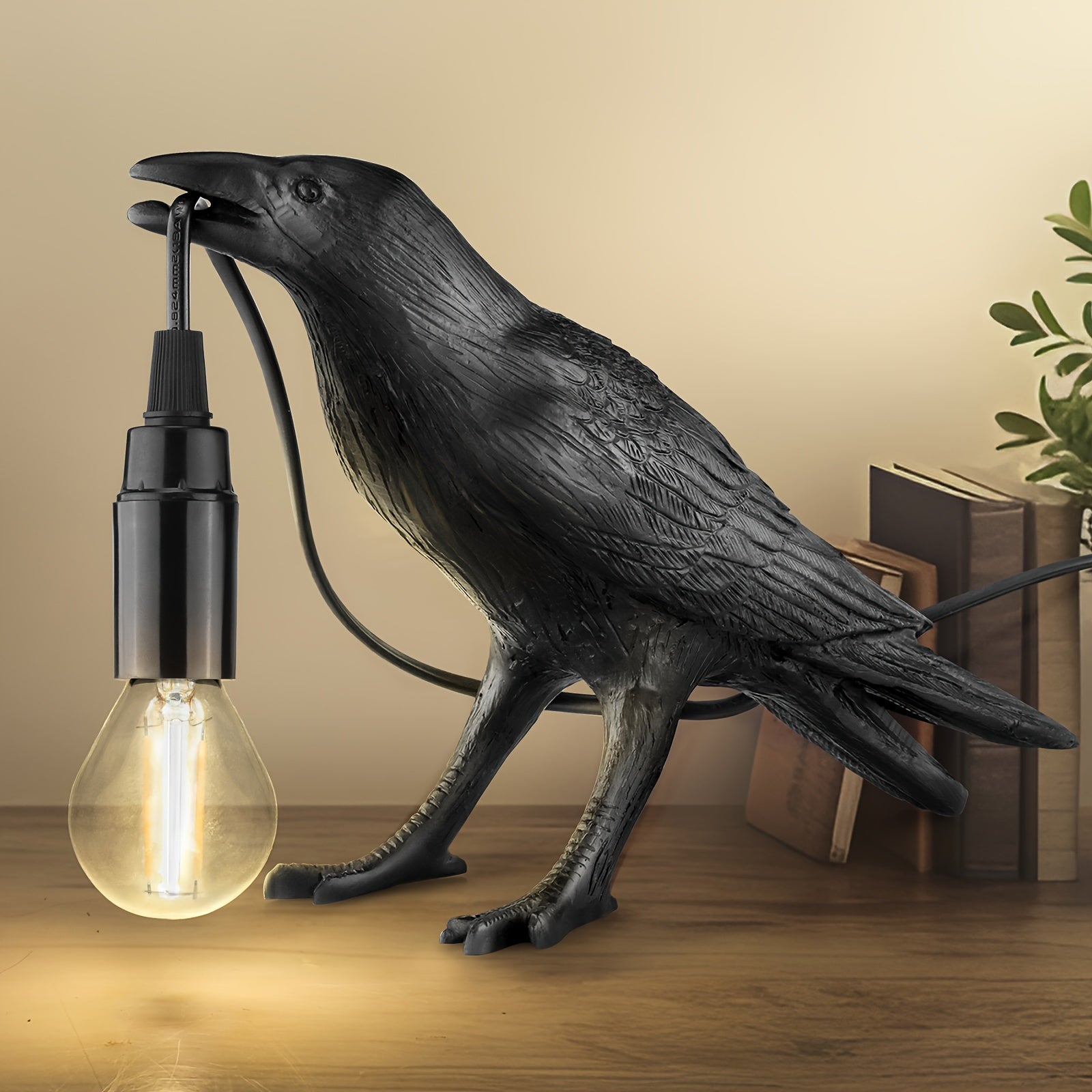 RavenLicht Lamp - Elegant Raven Table Lamp with USB