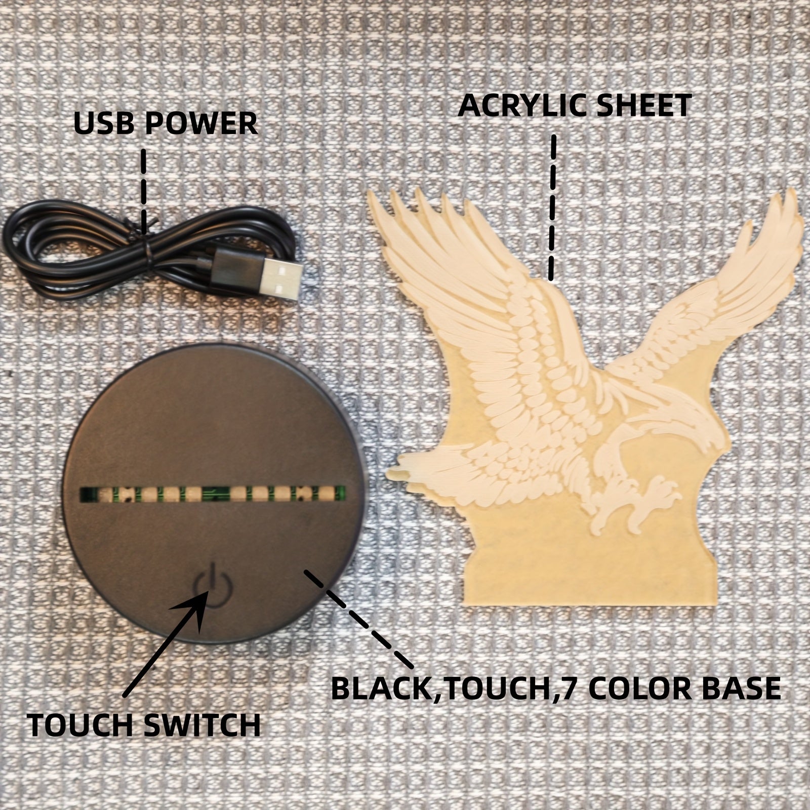 EagleLight – 3D LED Night Light with Colors and Touch