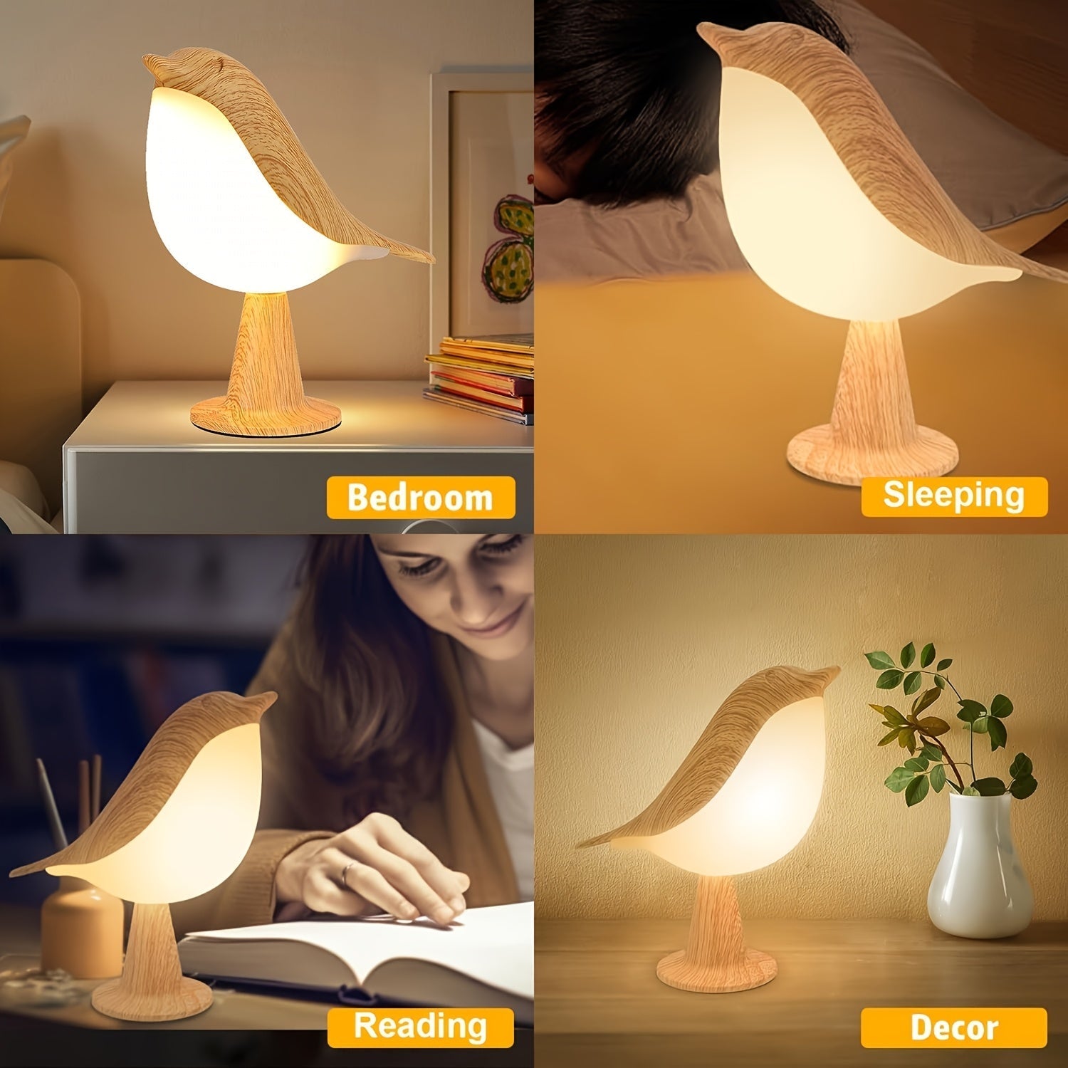 BrightNest - USB LED fågel bordslampa med touch