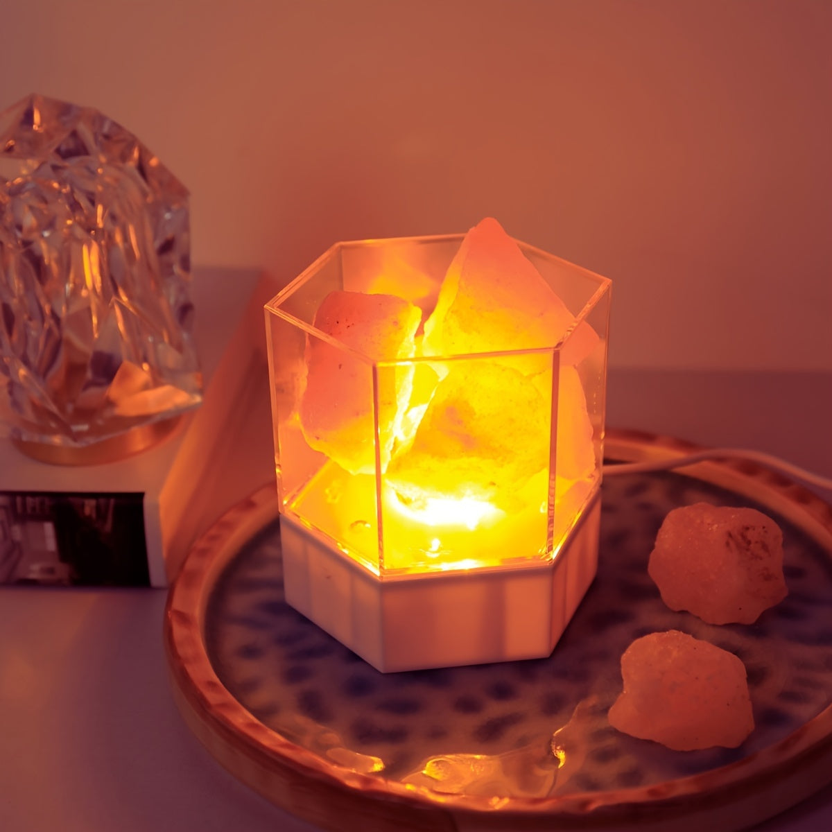 HimalayanGlow Lamp – Atmospheric Salt Night Light with USB