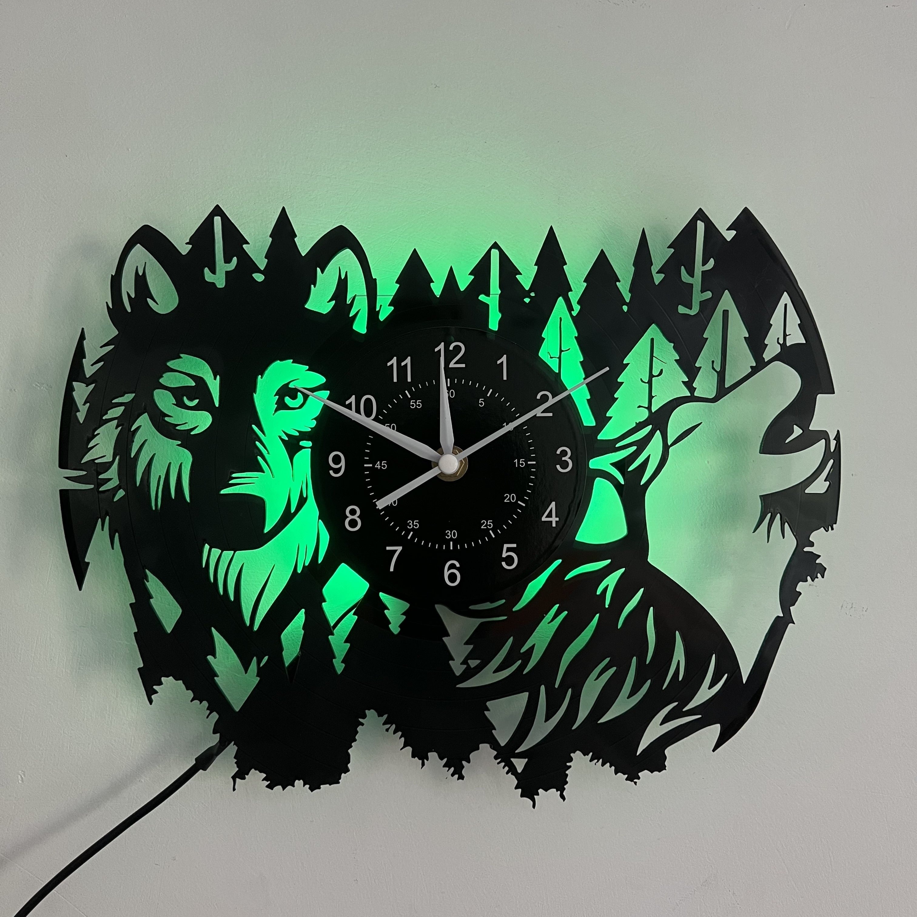 HuskyVinyl Clock – Rustic Wall Clock with Husky Design