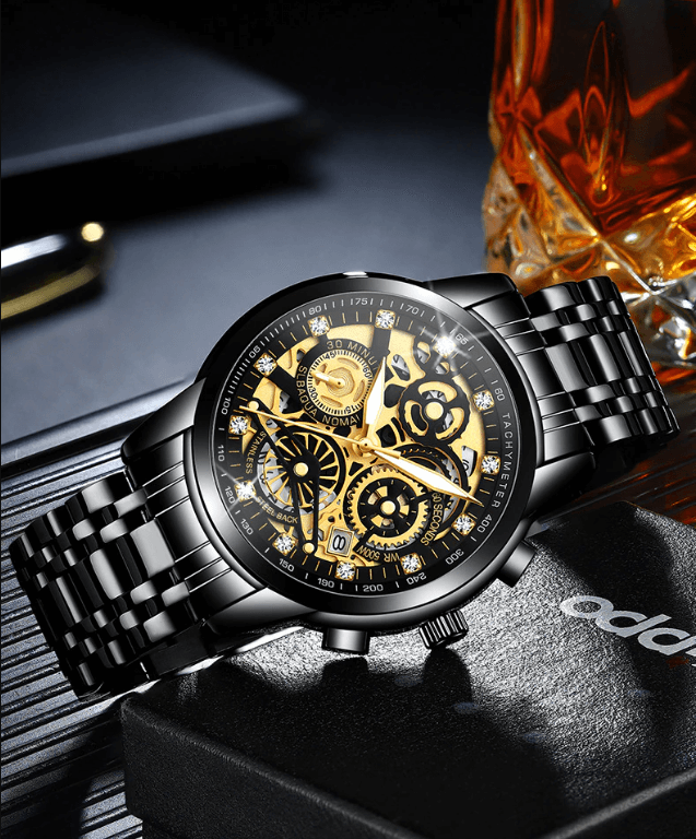 SkeletonWatch - Stylish Men's Watch with Black Design