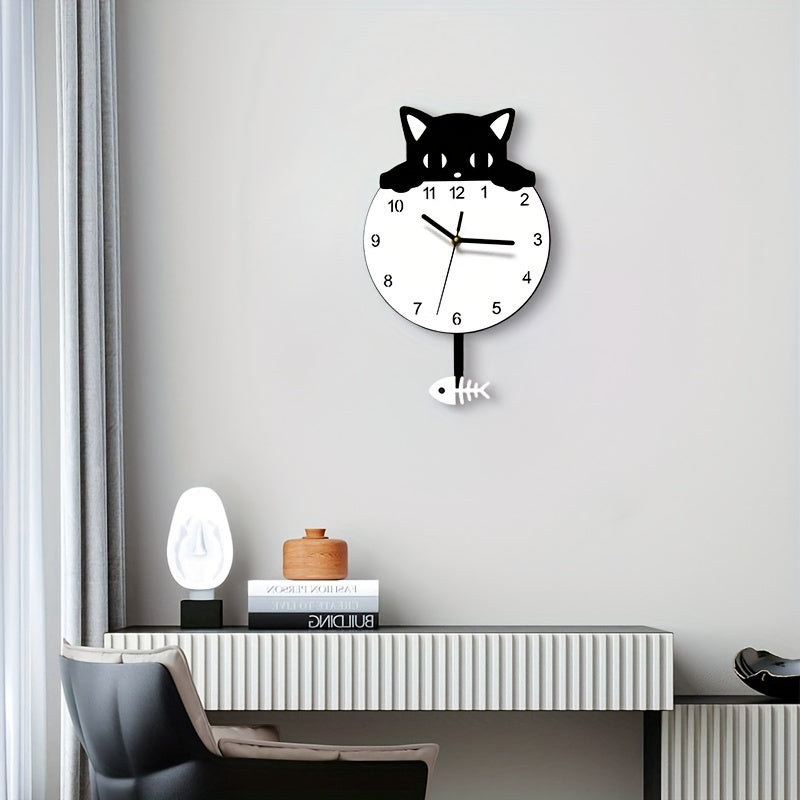 SwingCat Clock - Modern Cat Wall Clock in Cartoon Style