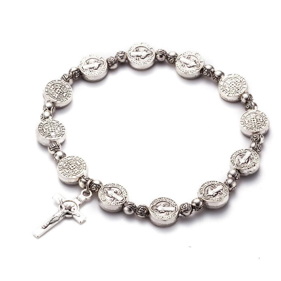 Luxe Gold and Silver Christian Cross Bracelet - Solana Elegant Design
