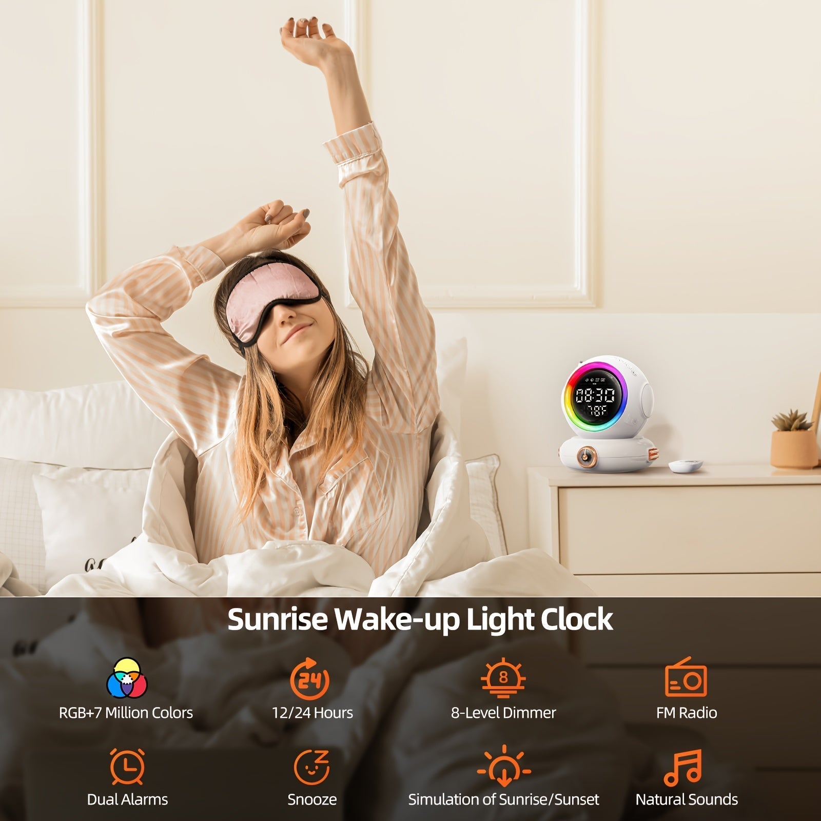 LunaRise - Väckarklocka med Bluetooth-högtalare och FM-radio