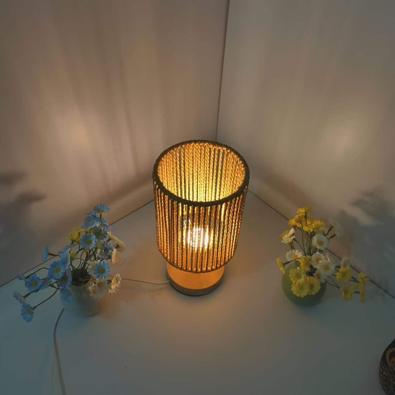 BarrelGlow Lamp - Wooden Design with Striped