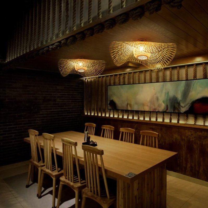 MutoCraft - Elegant Rattan Ceiling Lamp with Japanese Influences