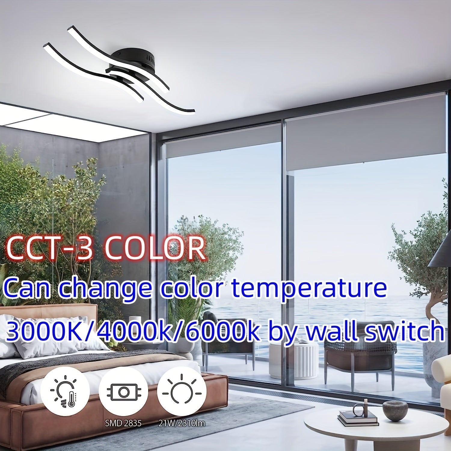 LumaCurve Light - Modern Dimmable LED Ceiling Light