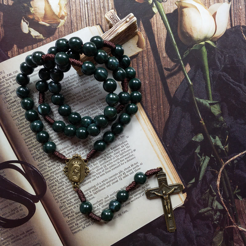 Celeste Holy Medallion Cross Pendant with Rosary Necklace - A Spiritual Jewelry