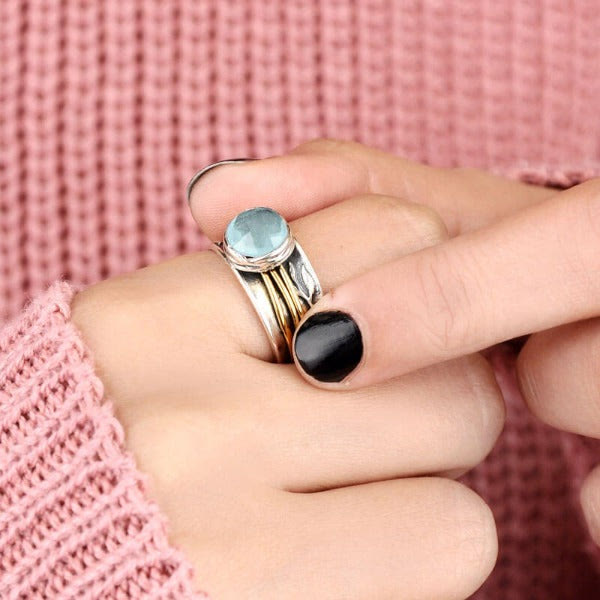 Enchanting Aquamarine Spinning Ring - Selene Design