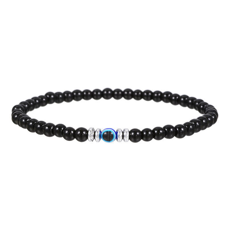 Carefully Crafted 4mm Natural Stone Bracelet with Evil Eye - Thor Edition for Men