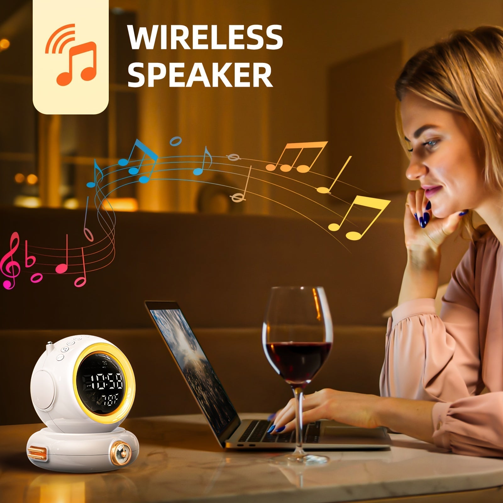 LunaRise - Väckarklocka med Bluetooth-högtalare och FM-radio