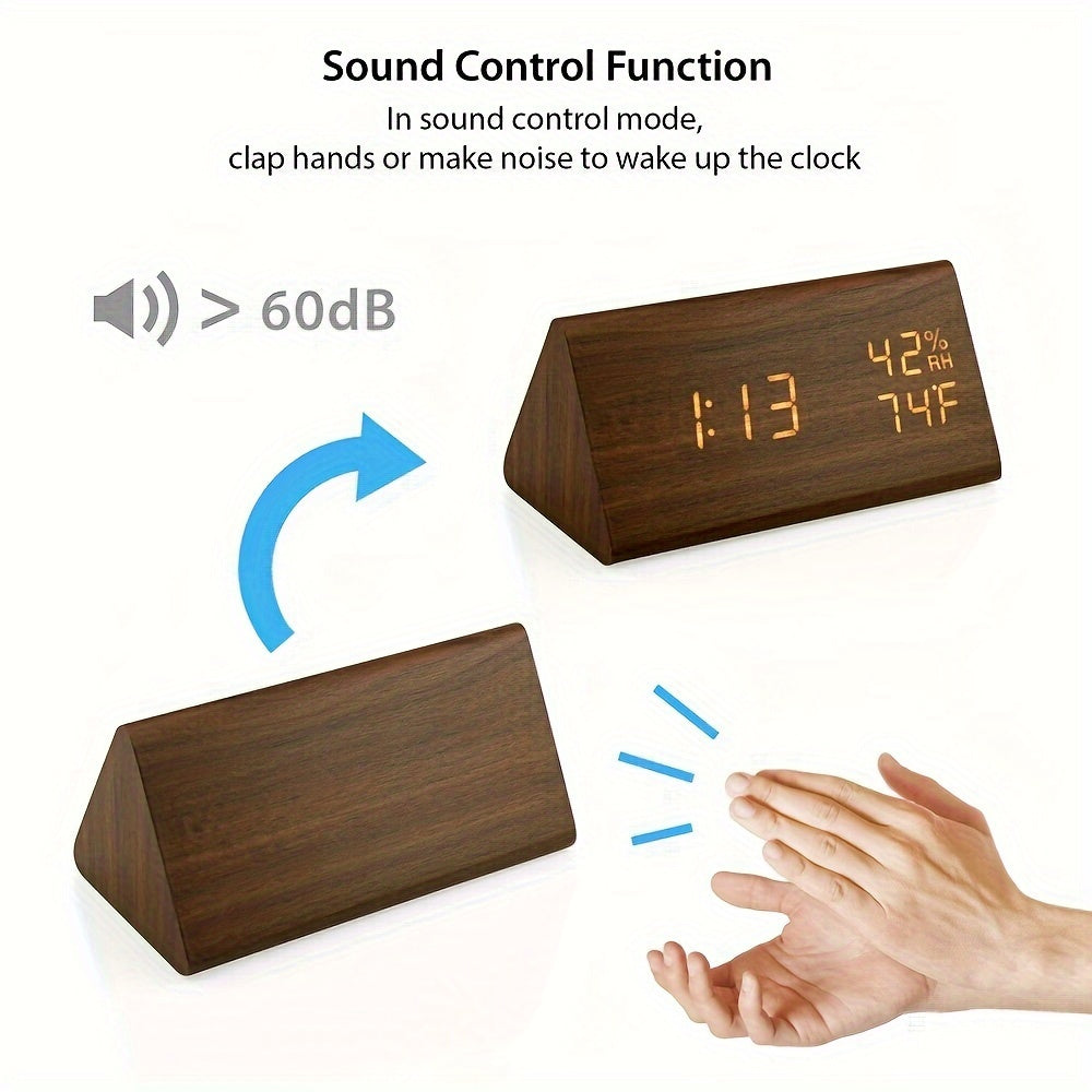 NatureClock – Stylish Wooden Alarm Clock with Climate Display