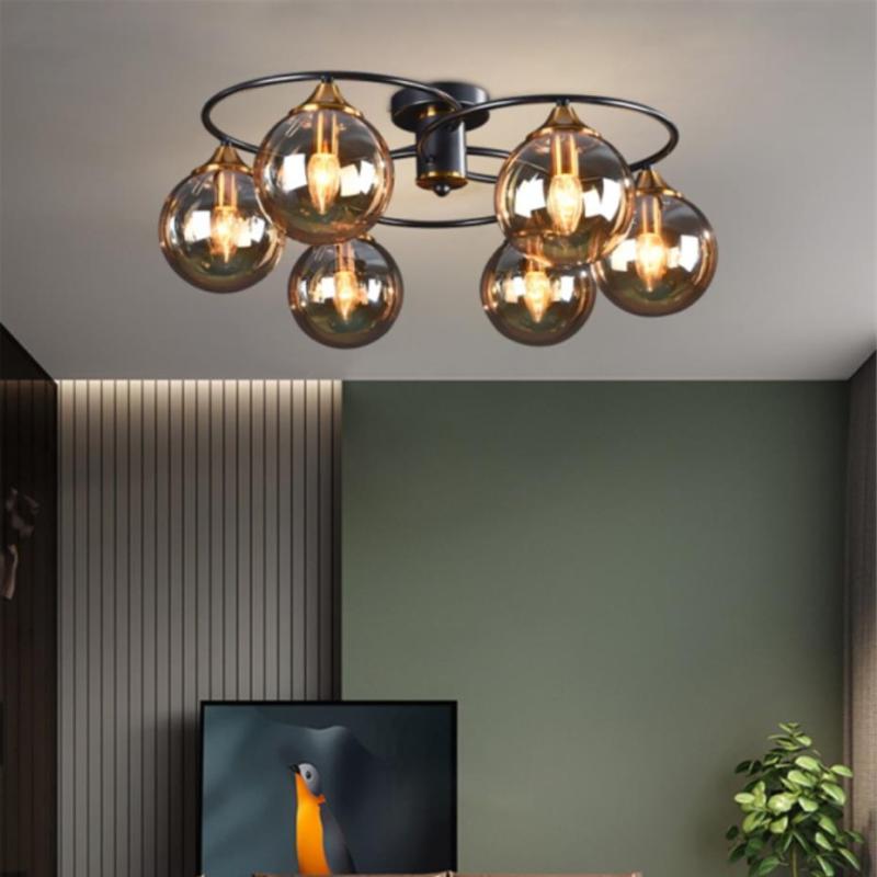 ValentinaLuxe - Elegant Round Chandeliers Made of Smoked Glass