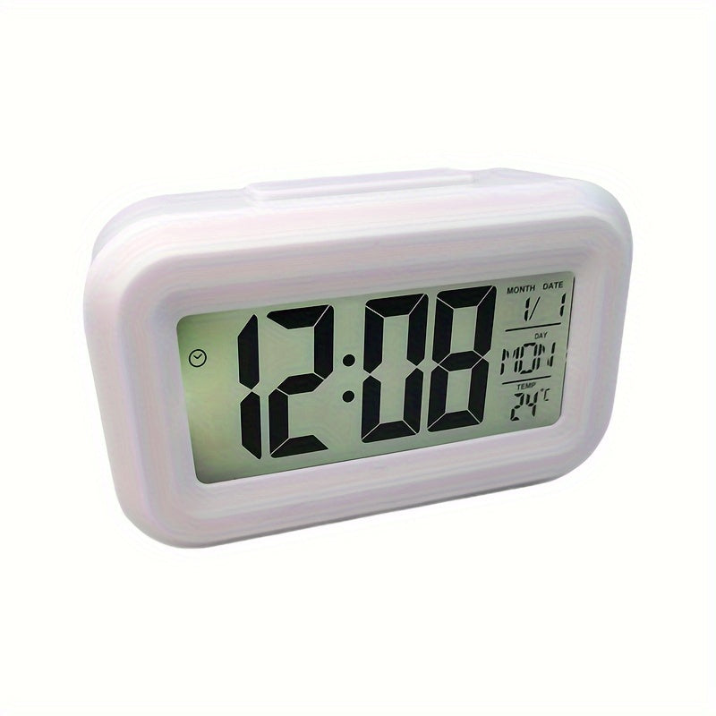 SmartAlarm Clock – Compact LCD Alarm Clock with Sound and Temperature