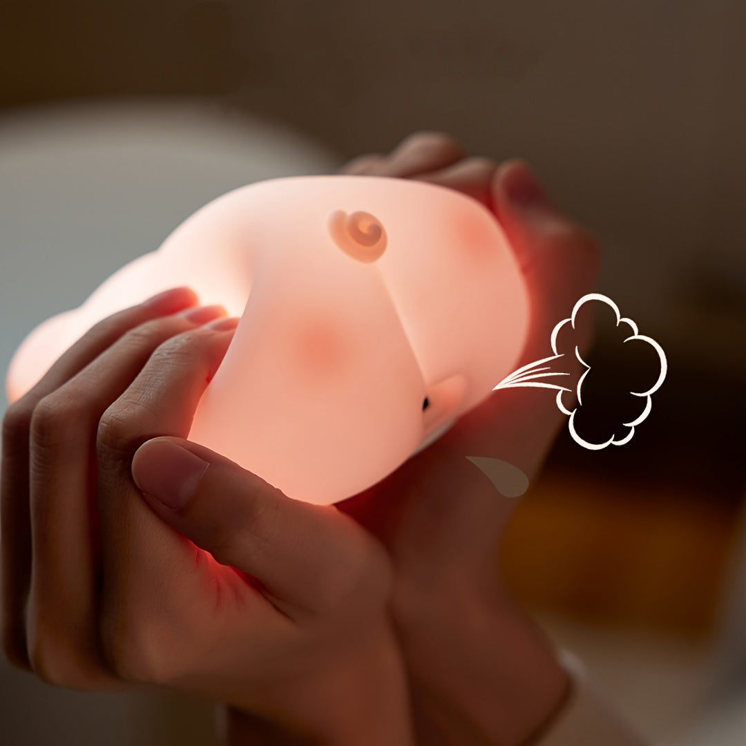 PiggyGlow – Cute Silicone Night Light, USB Rechargeable