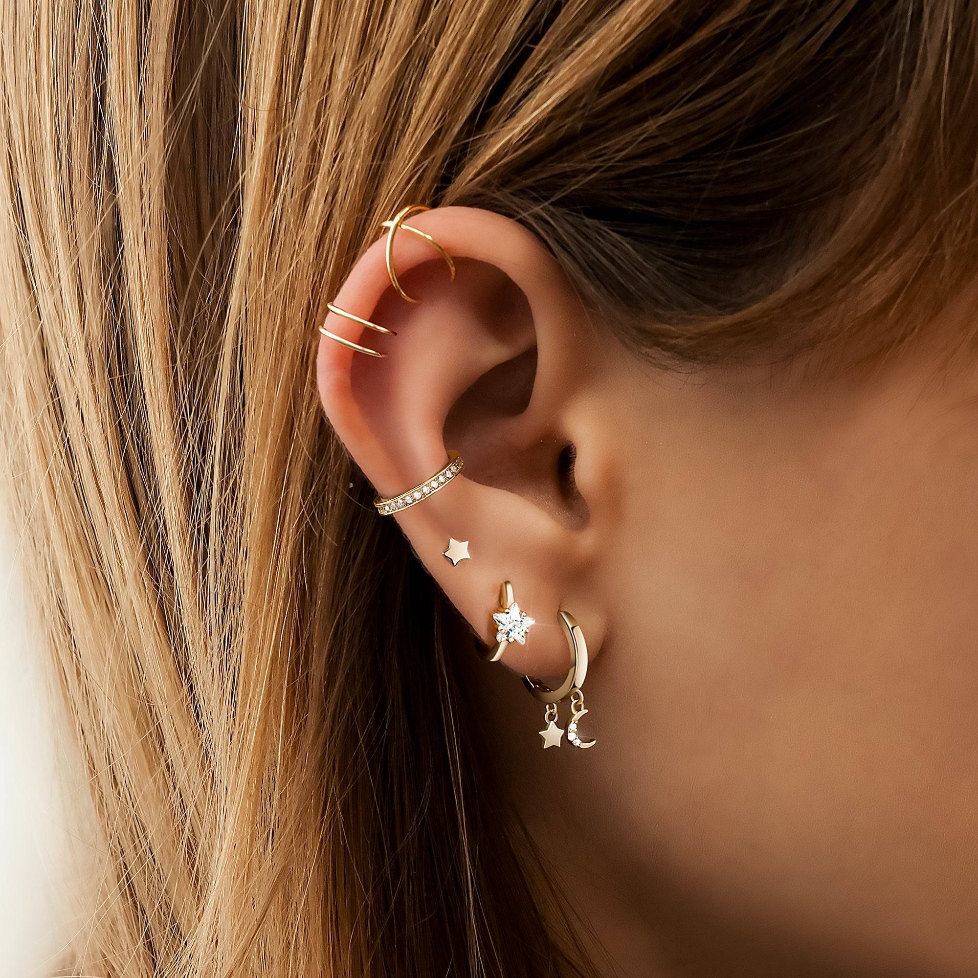 Striking Star Zirconia Pendant Earrings - Lunara Collection