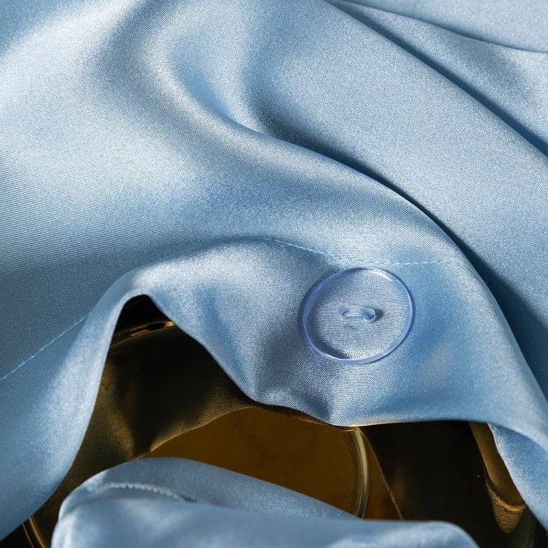 LuxeDream – Sky Blue Mulberry Silk Bedding Set