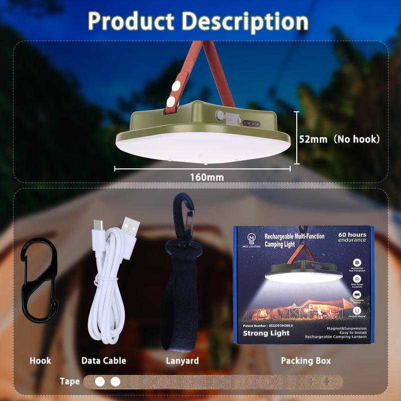 PowerGlow – Rechargeable LED Camping Lamp with Magnets