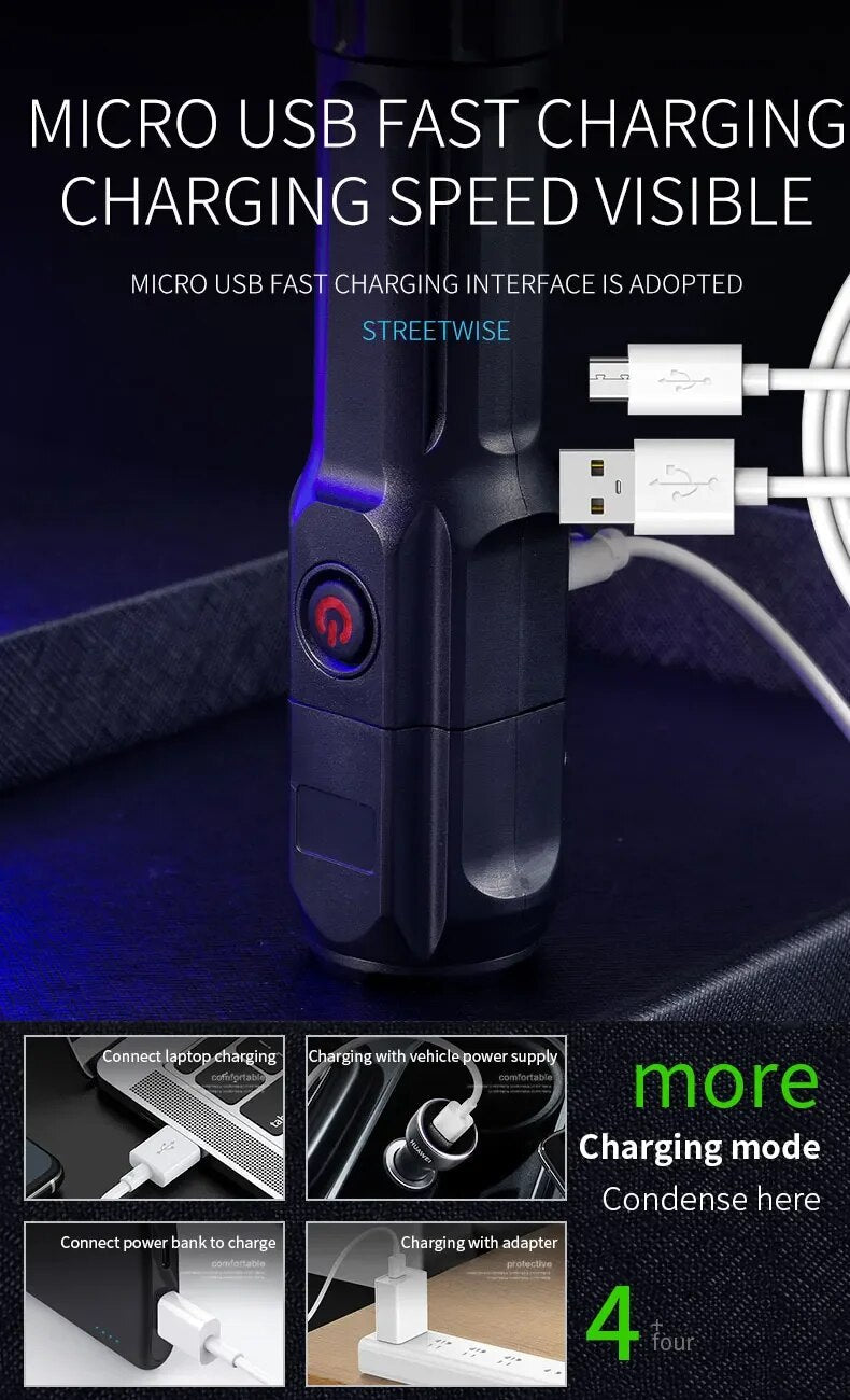PowerBeam - Rechargeable LED Flashlight with Zoom