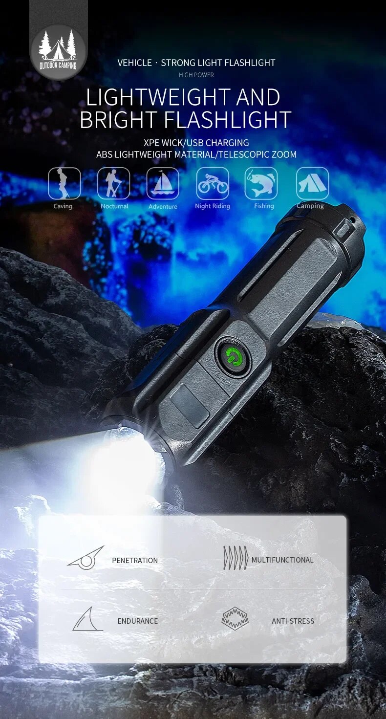 PowerBeam - Rechargeable LED Flashlight with Zoom