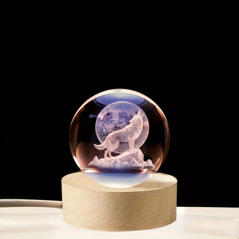 WolfLamp – 3D Varg Snöglob LED Nattlampa