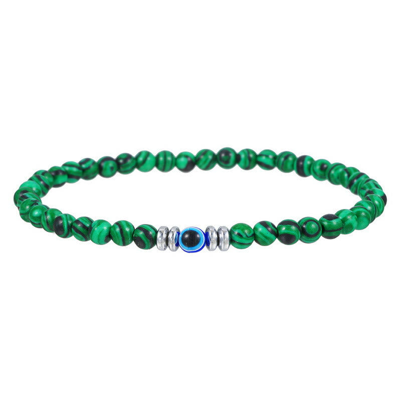 Carefully Crafted 4mm Natural Stone Bracelet with Evil Eye - Thor Edition for Men