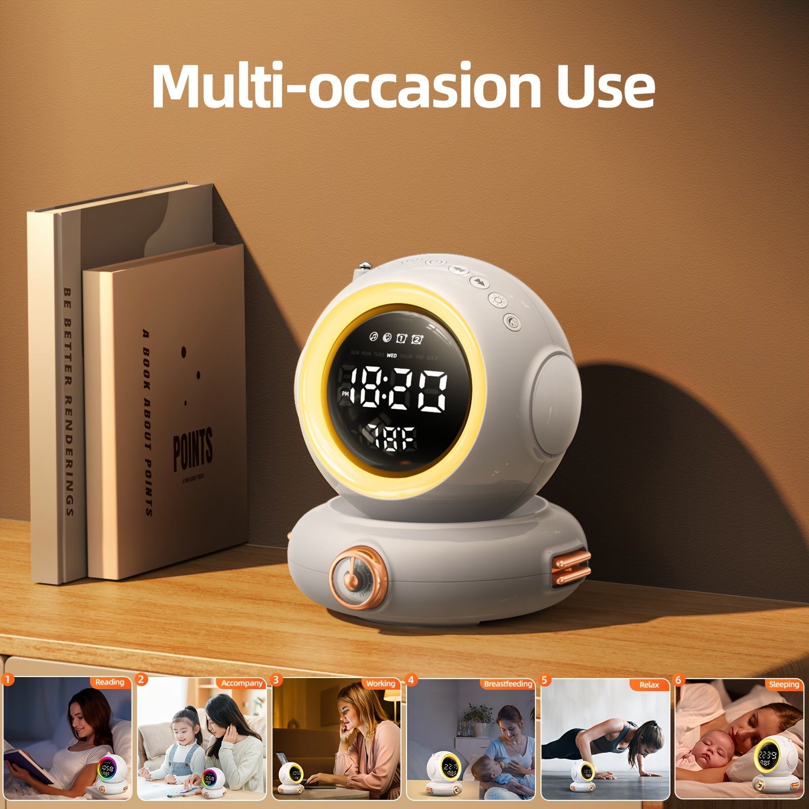LunaRise - Väckarklocka med Bluetooth-högtalare och FM-radio