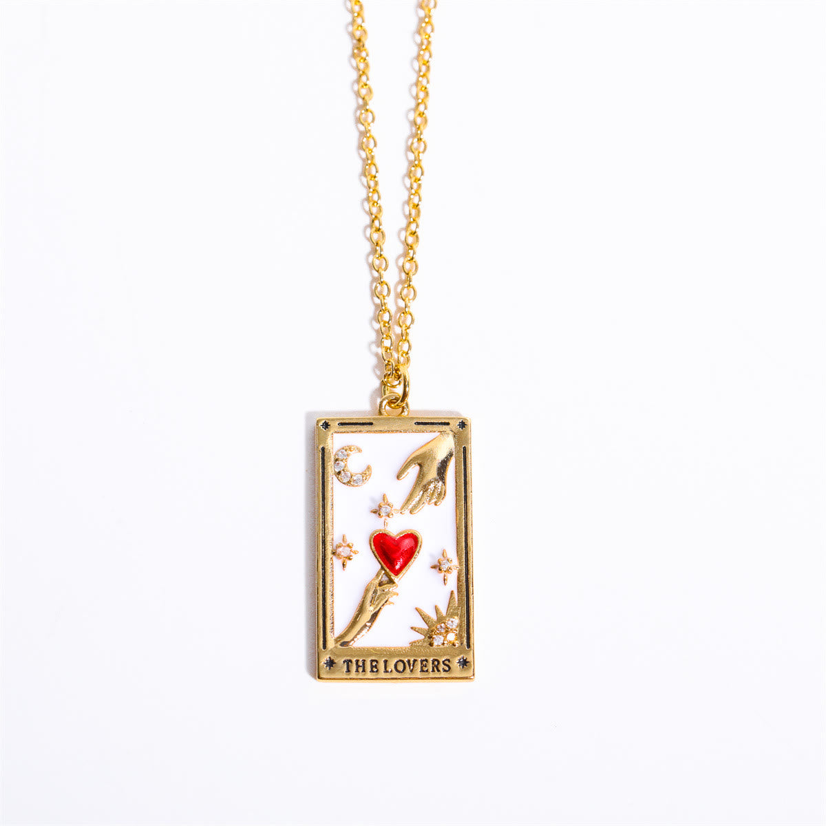 Elegant Amara Tarot Drop Pendant Necklace with Zirconia Gold Plating