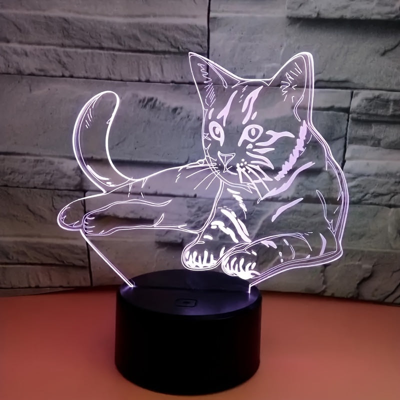 CatGlow - 3D Nattlampa Katt med 7 Färger