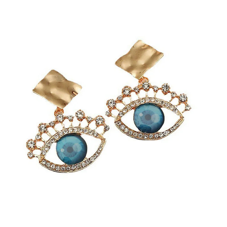 Captivating Gold Vintage Earrings with Protective Evil Eye - Nerina