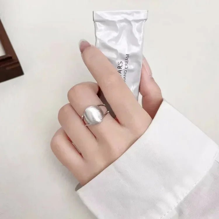 Tempting Brushed Silver Hemisphere Ring - Lucienne