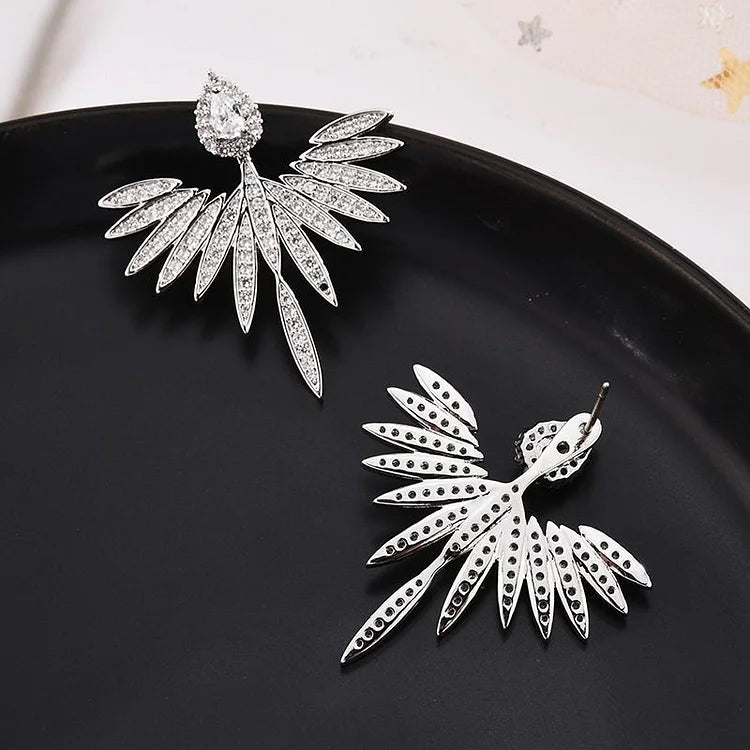 Elegant Celeste Silver Angel Wing Earrings