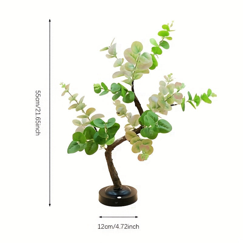 EucalyptusGlow Tree - LED Bonsai Lamp with Rechargeable Power