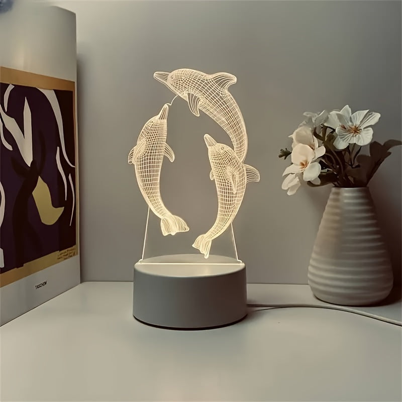 GeoDolphin - Trendy 3D Illusion Table Lamp