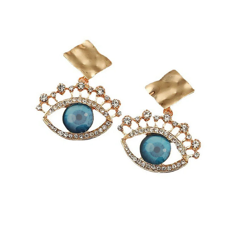 Captivating Gold Vintage Earrings with Protective Evil Eye - Nerina