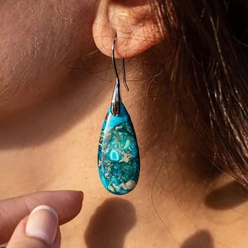 Elegant Teardrop-Shaped Imperial Stone Earrings - Amara Collection