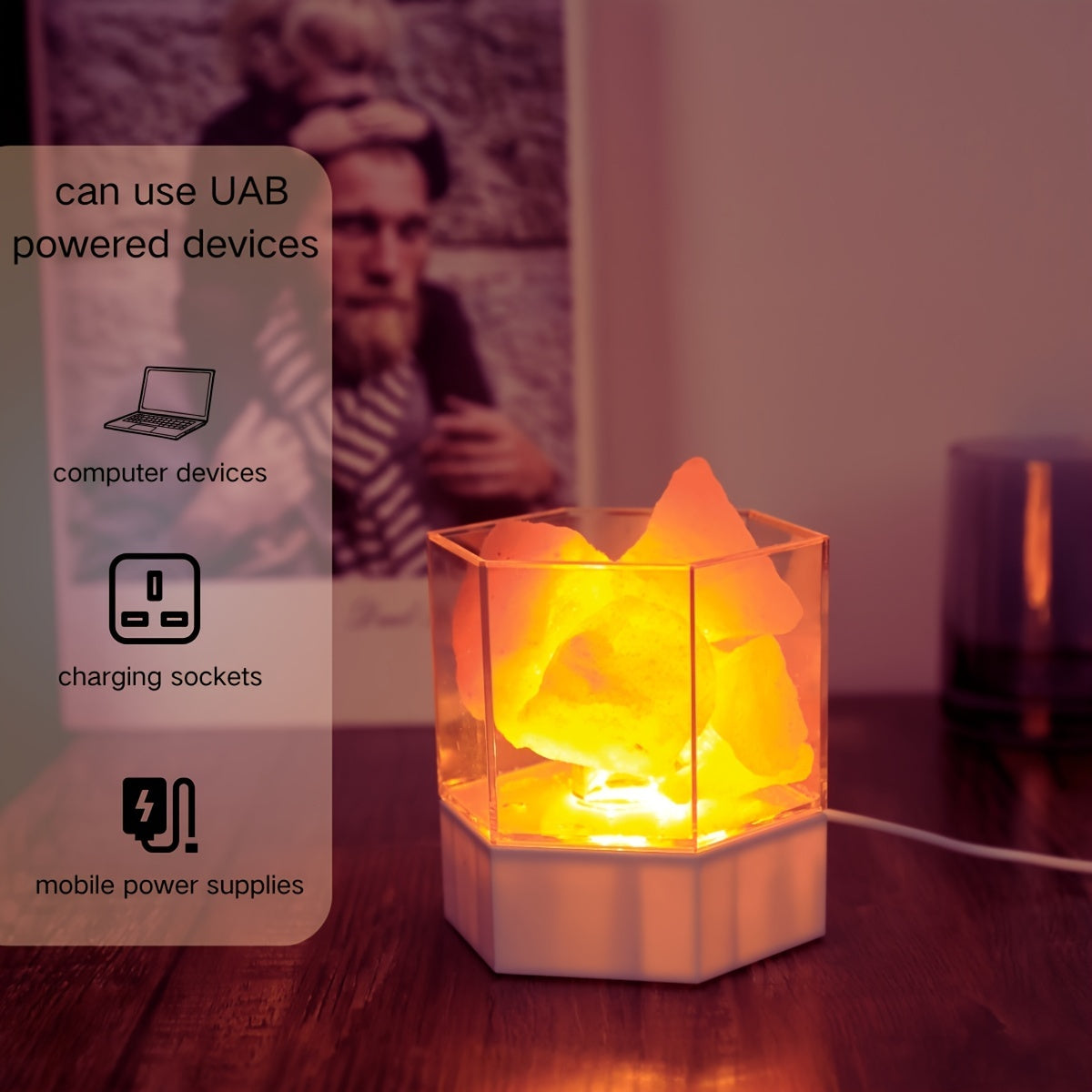 HimalayanGlow Lamp – Atmospheric Salt Night Light with USB