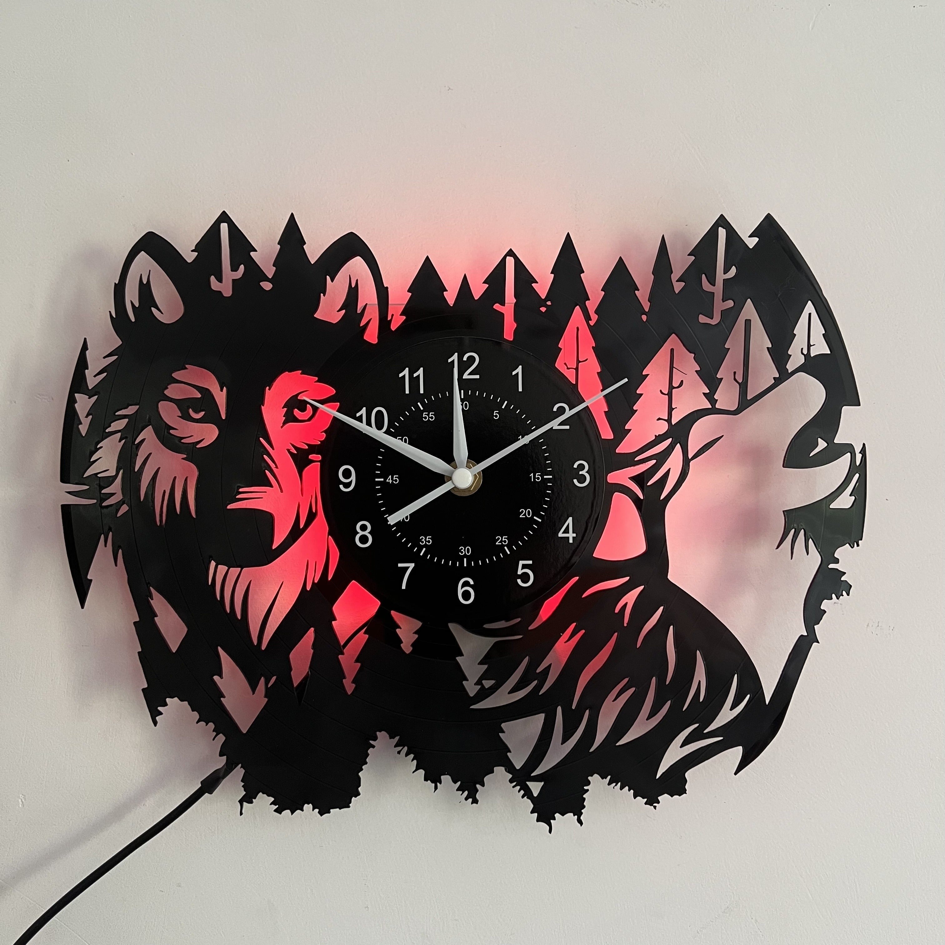 HuskyVinyl Clock – Rustic Wall Clock with Husky Design