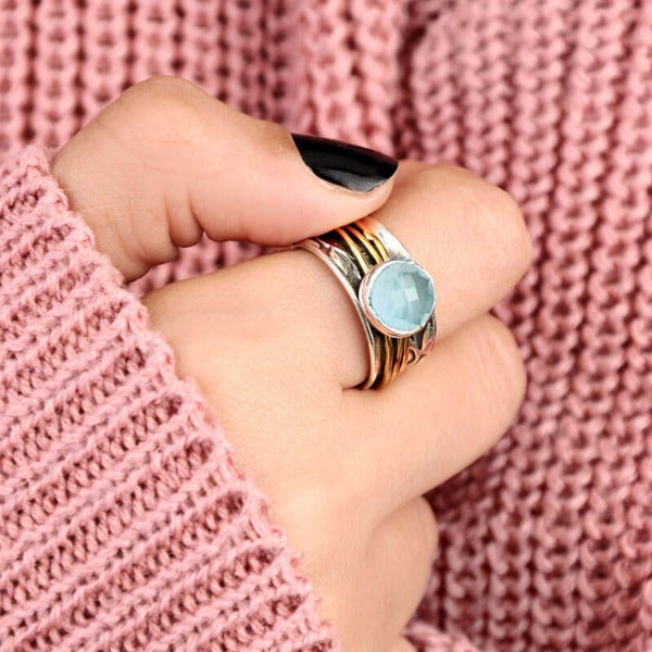 Enchanting Aquamarine Spinning Ring - Selene Design