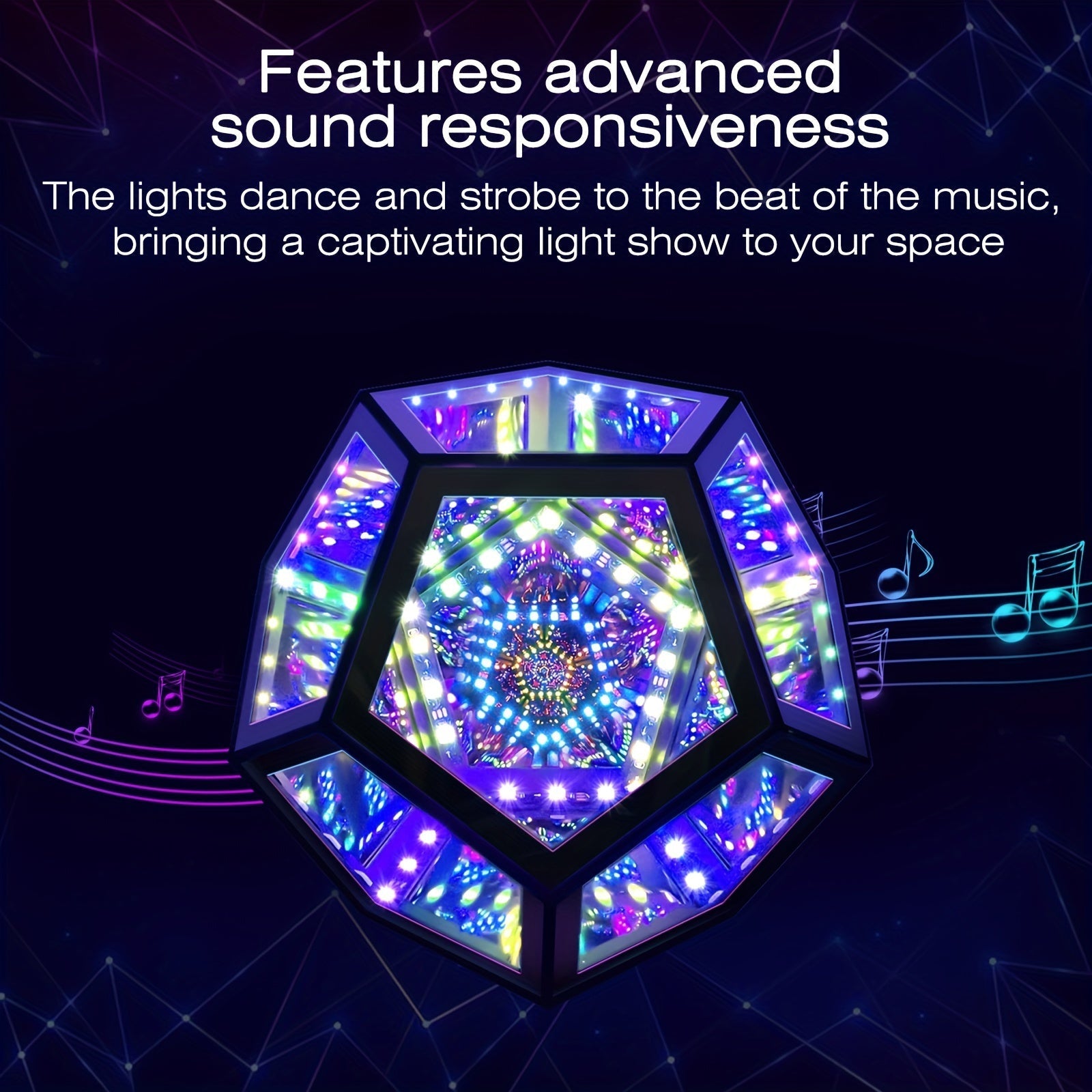 InfinityGlow – 3D Colorful Dodecahedron Lamp with RGB Lighting