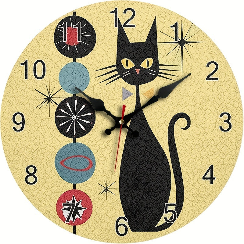 CoolCat Clock - Modern Silent Wooden Wall Clock