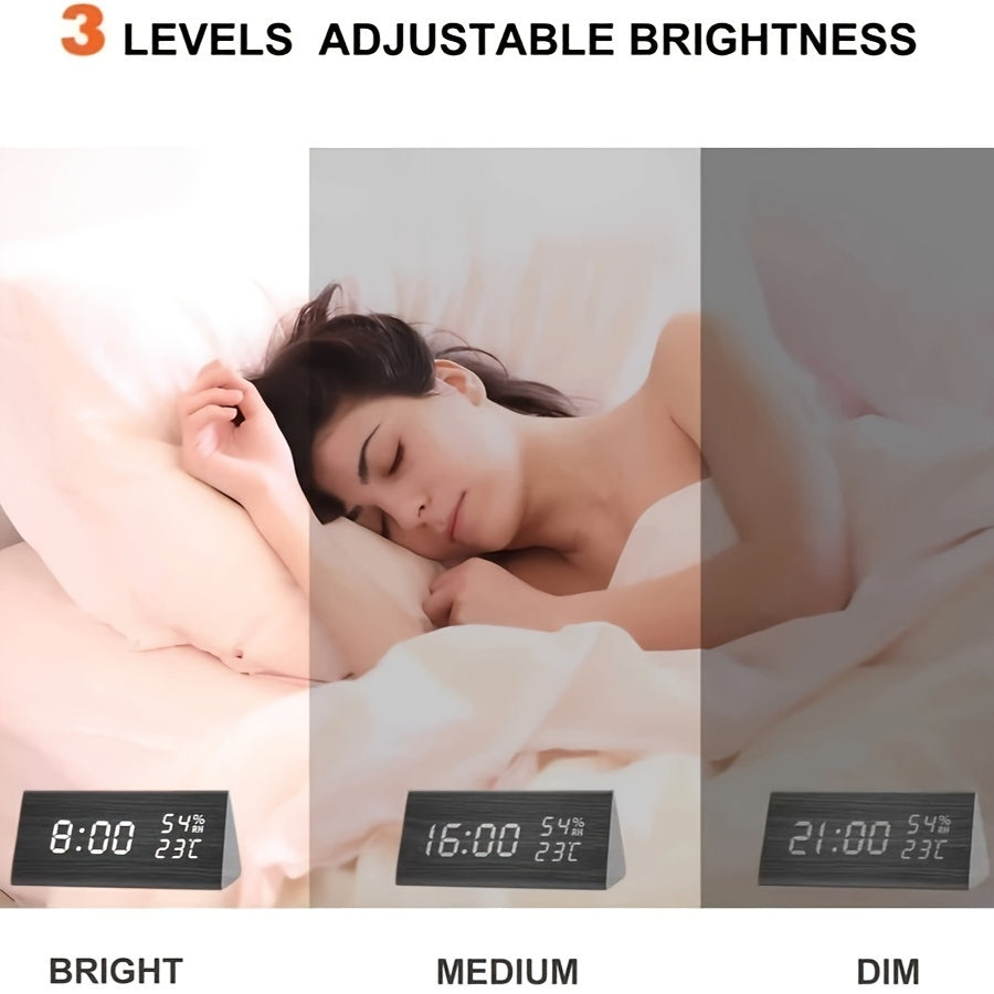 NatureClock – Stylish Wooden Alarm Clock with Climate Display
