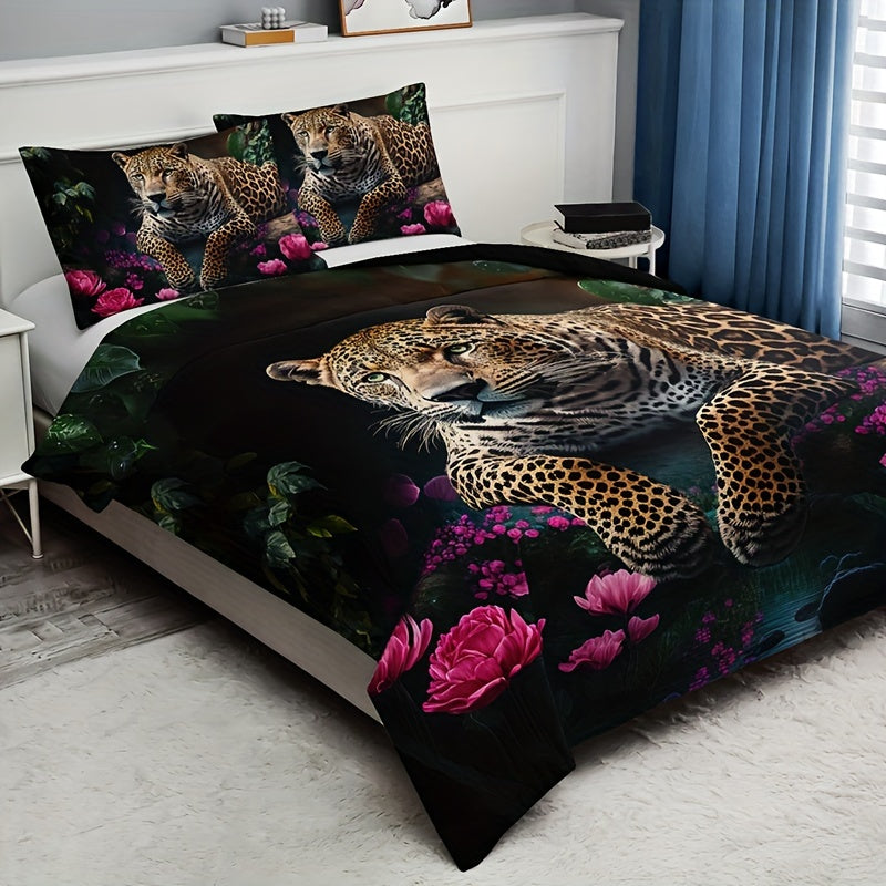 FierceFloral Bedding Set – Luxurious Animal Print and Flowers