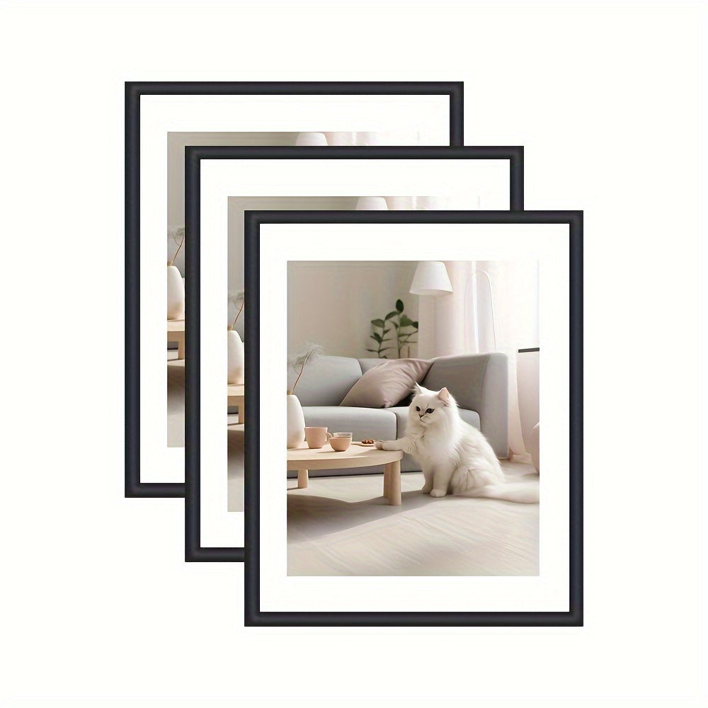 GalleriRam - Set of 3 Black Photo Frames for Walls and Tables