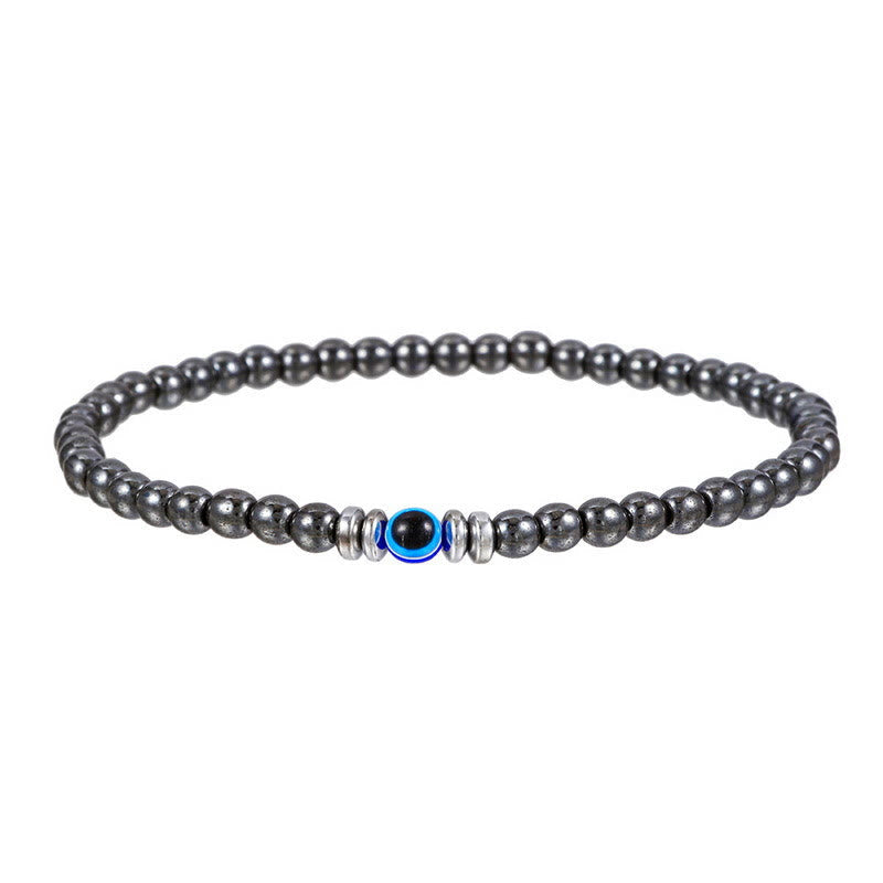 Carefully Crafted 4mm Natural Stone Bracelet with Evil Eye - Thor Edition for Men