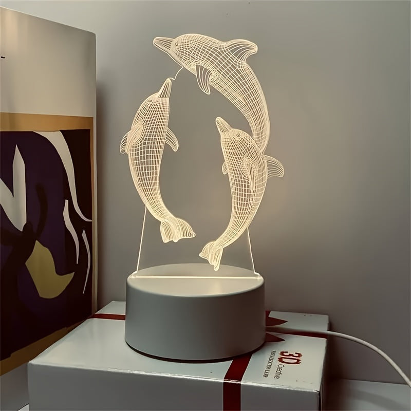 GeoDolphin - Trendy 3D Illusion Table Lamp