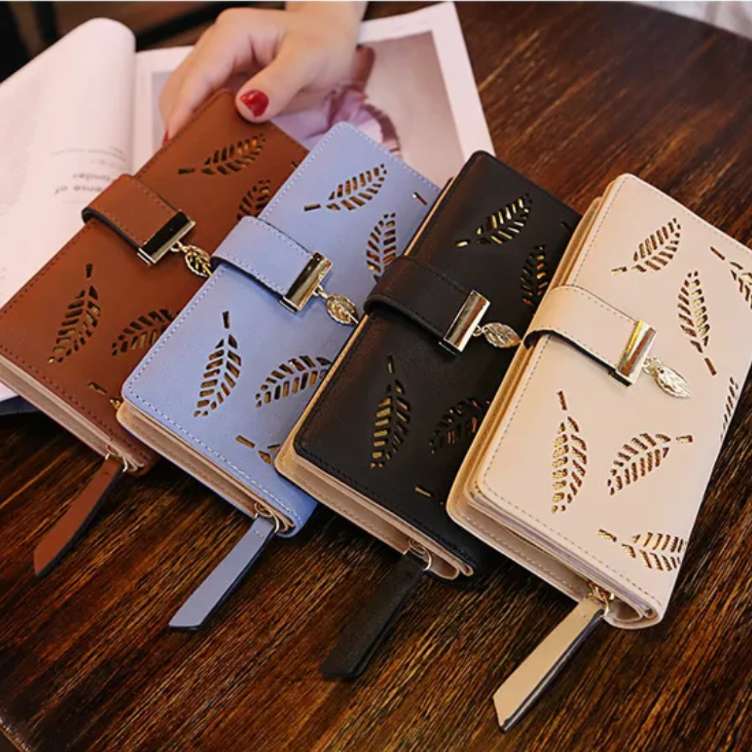 GoldenLeaf – Luxury Leather Wallet with Leaves